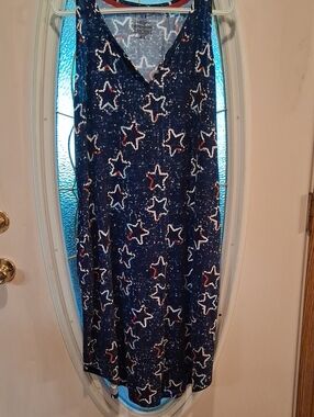 Lucky Brand Navy Star Print Sleeveless PJ/ Dress with Red & White Accents